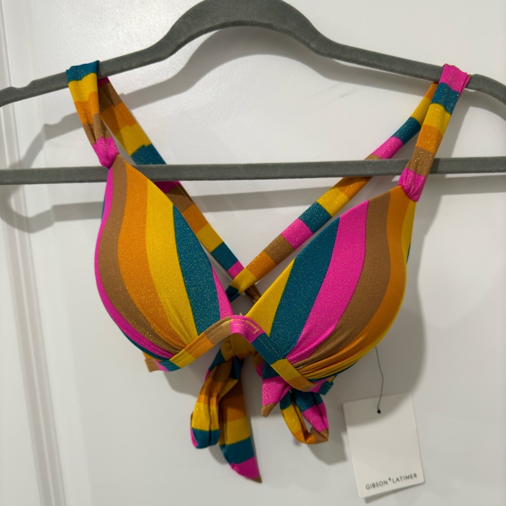 Gibson Latimer Multicolor Striped Bikini Top